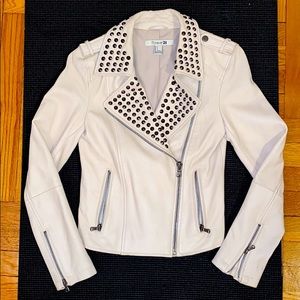 Studded Lambskin Leather Jacket White Forever 21